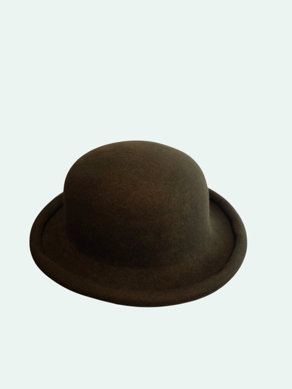 100% Pure Wool Olive Grn Bowler Hat Timeless Design, Steampunk, Modern, Bohemian - Picture 6 of 15